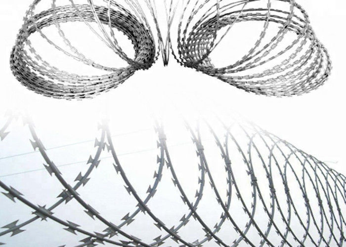 Concertina Coil Wire Galvanized Crossed Razor Barbed Wire With Clips