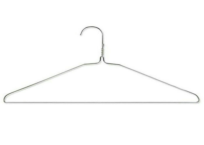16 Inches Laundry Galvanized Wire Hangers , Metal Suit Hangers White Colors